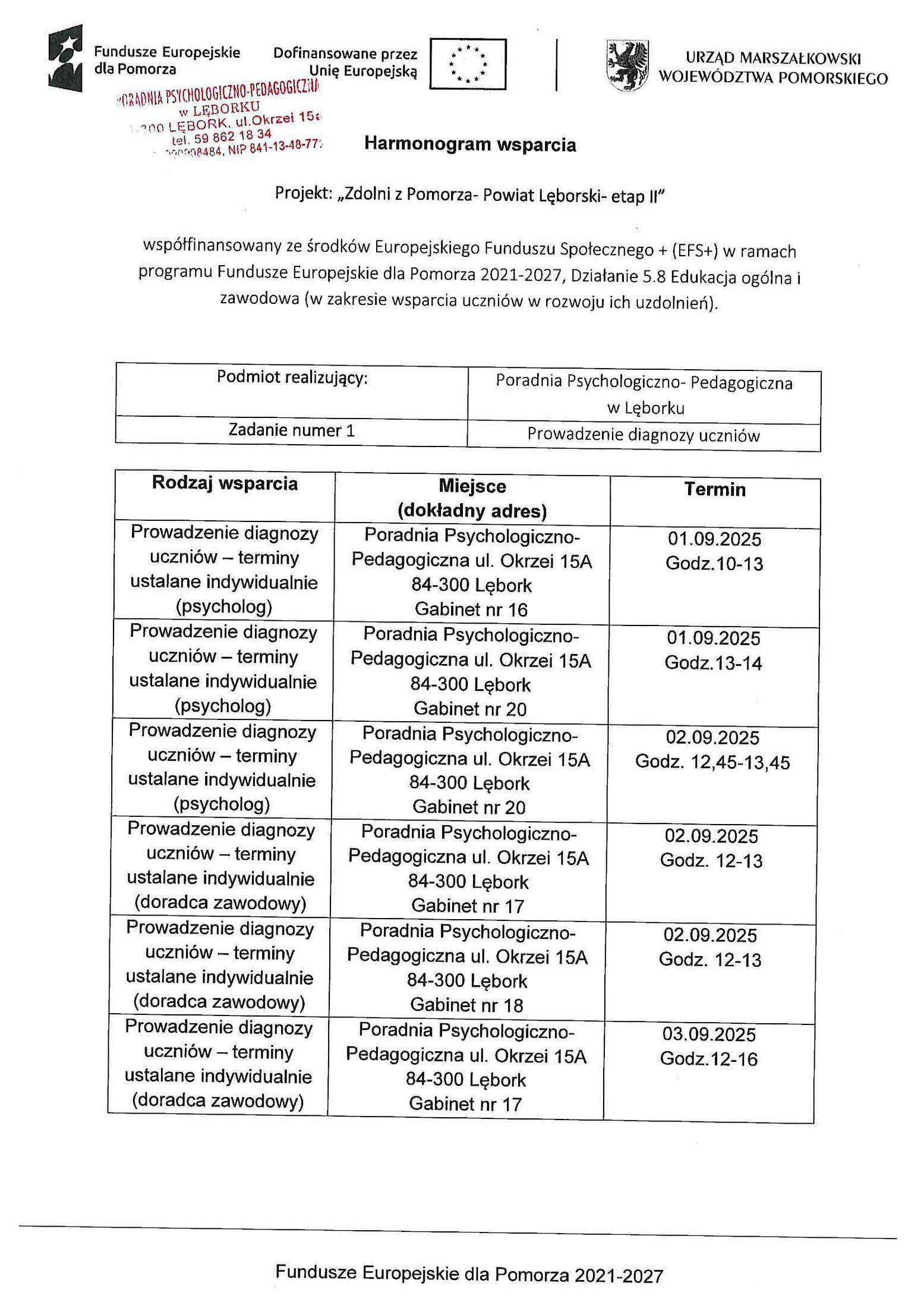 Aktualizacja harmonogram