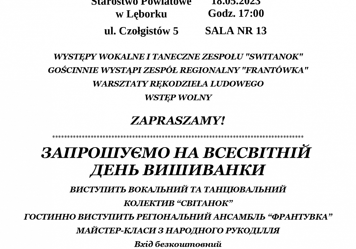 Światowy Dzień Wyszywanki