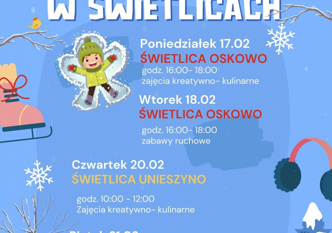 Ferie zimowe w świetlicach w
