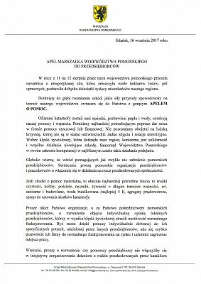 Apel Marszałka Województwa