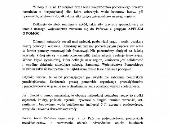 Apel Marszałka Województwa