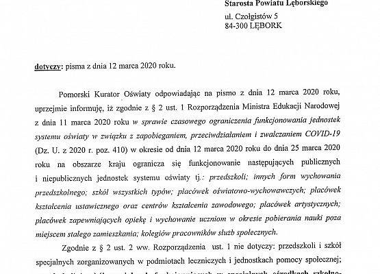 Komunikat Kuratorium Oświaty w