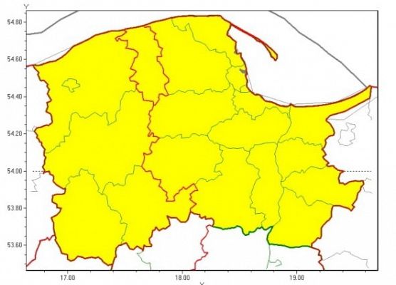 Mapka zasięgu ostrzeżeń