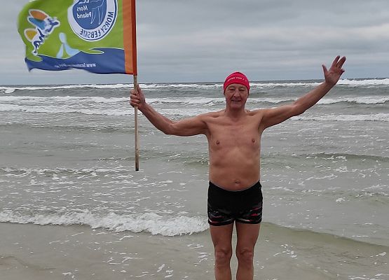 Wojciech Grabowski z flagą