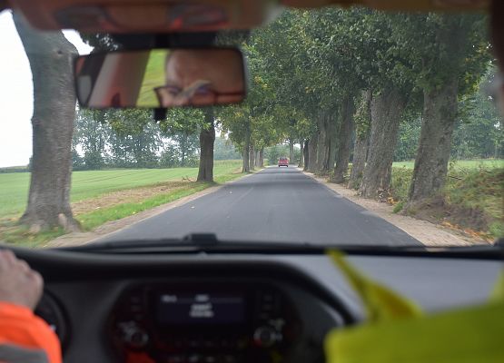 Widok na drogę z kabiny