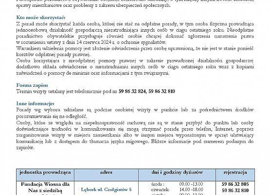 Nieodpłatna pomoc prawna