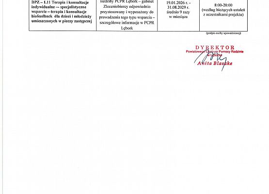 Harmonogram wsparcia PCPR